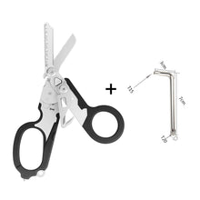 Load image into Gallery viewer, 1PC Multi-Functional Tactical Foldable Medical Scissors Ruler Cutting Hook Window Breaker Wrench Mini Portable First Aid Gadget Outdoor Survival Kit
