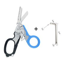 Load image into Gallery viewer, 1PC Multi-Functional Tactical Foldable Medical Scissors Ruler Cutting Hook Window Breaker Wrench Mini Portable First Aid Gadget Outdoor Survival Kit

