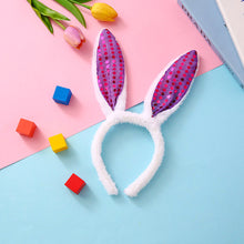 Load image into Gallery viewer, Lovely Cute Easter Hairband Kids Girls Rabbit Ear Headband Plush Hair Band with Sequin Party Decoration Supplies
