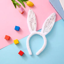 Load image into Gallery viewer, Lovely Cute Easter Hairband Kids Girls Rabbit Ear Headband Plush Hair Band with Sequin Party Decoration Supplies
