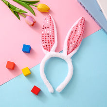 Load image into Gallery viewer, Lovely Cute Easter Hairband Kids Girls Rabbit Ear Headband Plush Hair Band with Sequin Party Decoration Supplies
