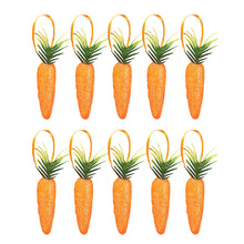 Load image into Gallery viewer, 10pcs Artificial Glittering Foam Carrot Ornament Easter Party Hanging Carrot Deoration Festival Home Ornament Photo Props
