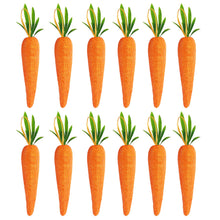Load image into Gallery viewer, 12pcs 13cm Artificial Glittering Foam Carrot Ornament Easter Party Hanging Carrot Deoration Festival Home Ornament Photo Props
