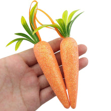 Load image into Gallery viewer, 12pcs 13cm Artificial Glittering Foam Carrot Ornament Easter Party Hanging Carrot Deoration Festival Home Ornament Photo Props
