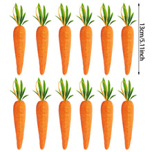 Load image into Gallery viewer, 12pcs 13cm Artificial Glittering Foam Carrot Ornament Easter Party Hanging Carrot Deoration Festival Home Ornament Photo Props
