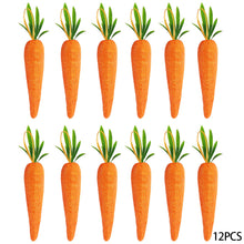 Load image into Gallery viewer, 12pcs 13cm Artificial Glittering Foam Carrot Ornament Easter Party Hanging Carrot Deoration Festival Home Ornament Photo Props
