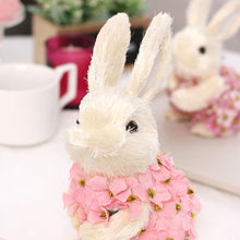 Load image into Gallery viewer, Easter Artificial Rabbit Ornaments Party Home Straw Bunny with Flower Decorative Ornaments Easter Day Gifts Decorations

