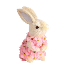 Load image into Gallery viewer, Easter Artificial Rabbit Ornaments Party Home Straw Bunny with Flower Decorative Ornaments Easter Day Gifts Decorations
