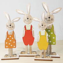 Load image into Gallery viewer, 2pcs Easter Wooden Bunny Ornaments Cute Cartoon Rabbit Wooden Crafts for Easter Home Party Desktop Decoration
