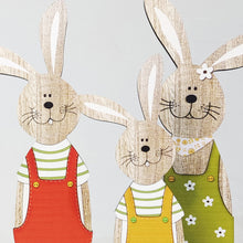 Load image into Gallery viewer, 2pcs Easter Wooden Bunny Ornaments Cute Cartoon Rabbit Wooden Crafts for Easter Home Party Desktop Decoration
