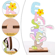 Load image into Gallery viewer, 2024 Easter Wooden Letter Ornaments Cute Cartoon Easter Wooden Crafts for Home Party Desktop Decoration

