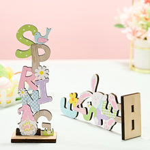Load image into Gallery viewer, 2024 Easter Wooden Letter Ornaments Cute Cartoon Easter Wooden Crafts for Home Party Desktop Decoration
