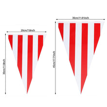 Load image into Gallery viewer, 10/30M Waterproof Carnival Theme Party Flag Banner Decorations White Red Striped Triangle Garland Circus Birthday Party Decoration
