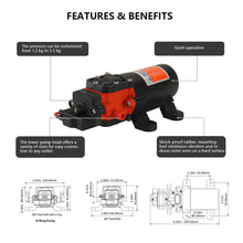Load image into Gallery viewer, 12v Water Pressure RV Pump Diaphragm Pump DC Pump 3.8 LPM 1.0 GPM 40 PSI - Caravan/rv/boat/marine/yacht
