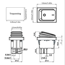 Load image into Gallery viewer, 4Pin Rectangle Car Auto Boat Marine Toggle Rocker LED Switch Push Button Waterproof Switch Push Button 30A 250VAC DPST IP65
