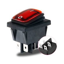 Load image into Gallery viewer, 4Pin Rectangle Car Auto Boat Marine Toggle Rocker LED Switch Push Button Waterproof Switch Push Button 30A 250VAC DPST IP65
