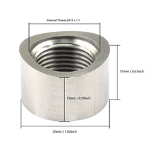 Load image into Gallery viewer, Universal Auto Parts Stainless Steel Oxygen Sensor Nut Weld Bung Plug M18x1.5 O2 Sensor Adapter Curve Notched Nut Bung
