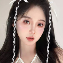 Load image into Gallery viewer, Wig Braid Women's Ear Hanging Hair Piece Net Red Ribbon Fried Dough Twists Long Braid Hanging Ear Spot Dyed Wig Piece
