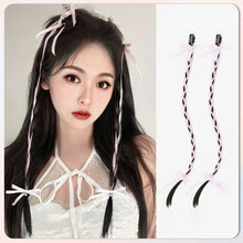 Load image into Gallery viewer, Wig Braid Women's Ear Hanging Hair Piece Net Red Ribbon Fried Dough Twists Long Braid Hanging Ear Spot Dyed Wig Piece
