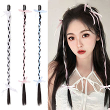 Load image into Gallery viewer, Wig Braid Women's Ear Hanging Hair Piece Net Red Ribbon Fried Dough Twists Long Braid Hanging Ear Spot Dyed Wig Piece
