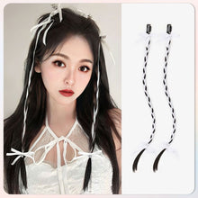 Load image into Gallery viewer, Wig Braid Women's Ear Hanging Hair Piece Net Red Ribbon Fried Dough Twists Long Braid Hanging Ear Spot Dyed Wig Piece
