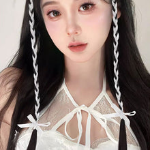 Load image into Gallery viewer, Wig Braid Women's Ear Hanging Hair Piece Net Red Ribbon Fried Dough Twists Long Braid Hanging Ear Spot Dyed Wig Piece
