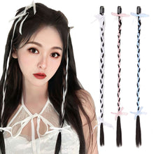 Load image into Gallery viewer, Wig Braid Women's Ear Hanging Hair Piece Net Red Ribbon Fried Dough Twists Long Braid Hanging Ear Spot Dyed Wig Piece
