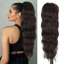 Load image into Gallery viewer, Fashion Long Curly Wig Braid Water Ripple Wig Drawstring Ponytail Elegant Women False Hair Piece Wavy Synthetic Wig
