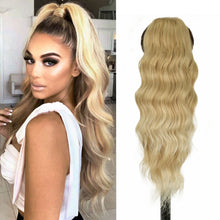 Load image into Gallery viewer, Fashion Long Curly Wig Braid Water Ripple Wig Drawstring Ponytail Elegant Women False Hair Piece Wavy Synthetic Wig
