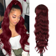 Load image into Gallery viewer, Fashion Long Curly Wig Braid Water Ripple Wig Drawstring Ponytail Elegant Women False Hair Piece Wavy Synthetic Wig
