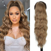 Load image into Gallery viewer, Fashion Long Curly Wig Braid Water Ripple Wig Drawstring Ponytail Elegant Women False Hair Piece Wavy Synthetic Wig
