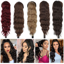 Load image into Gallery viewer, Fashion Long Curly Wig Braid Water Ripple Wig Drawstring Ponytail Elegant Women False Hair Piece Wavy Synthetic Wig
