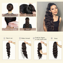 Load image into Gallery viewer, Fashion Long Curly Wig Braid Water Ripple Wig Drawstring Ponytail Elegant Women False Hair Piece Wavy Synthetic Wig

