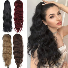 Load image into Gallery viewer, Fashion Long Curly Wig Braid Water Ripple Wig Drawstring Ponytail Elegant Women False Hair Piece Wavy Synthetic Wig

