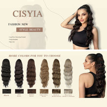 Load image into Gallery viewer, Fashion Long Curly Wig Braid Water Ripple Wig Drawstring Ponytail Elegant Women False Hair Piece Wavy Synthetic Wig
