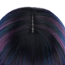 Load image into Gallery viewer, Water Ripple Short Curly Hair Wig, Women's High-temperature Silk Wig Full Set Blue Purple Mixed Dyeing Wig Cover
