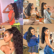 Load image into Gallery viewer, 22inches Drawstring Curly Ponytail Extension for African Women Hair Pieces Synthetic Heat Resistant Women False Hair Piece
