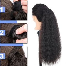 Load image into Gallery viewer, 22inches Drawstring Curly Ponytail Extension for African Women Hair Pieces Synthetic Heat Resistant Women False Hair Piece
