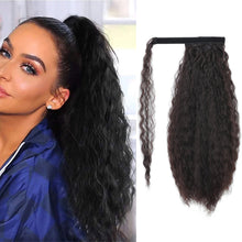 Load image into Gallery viewer, 22inches Drawstring Curly Ponytail Extension for African Women Hair Pieces Synthetic Heat Resistant Women False Hair Piece
