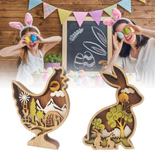 Load image into Gallery viewer, Easter Wood Crafts Ornaments Rabbit Creative Home Decoration Wooden Cute Butterfly Hen Bird Small Animal Ornaments Gift
