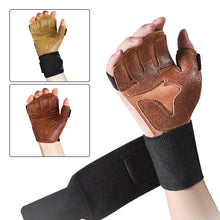 Load image into Gallery viewer, 1 Pair Cowhide Fitness Half-Finger Gloves Horizontal Bar Weightlifting Hard Pull Equipment Exercise Anti-Slip Wear-Resistant Gloves Outdoor Riding Mountaineering Equipment
