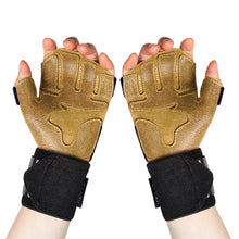 Load image into Gallery viewer, 1 Pair Cowhide Fitness Half-Finger Gloves Horizontal Bar Weightlifting Hard Pull Equipment Exercise Anti-Slip Wear-Resistant Gloves Outdoor Riding Mountaineering Equipment

