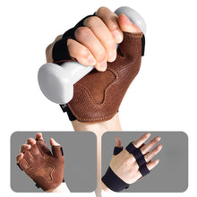 Load image into Gallery viewer, 1 Pair Cowhide Fitness Half-Finger Gloves Horizontal Bar Weightlifting Hard Pull Equipment Exercise Anti-Slip Wear-Resistant Gloves Outdoor Riding Mountaineering Equipment
