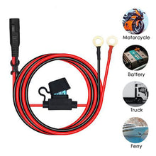 Load image into Gallery viewer, Motorcycle Quick Release SAE Cable With Fuse Terminal O Connector Battery Charger Extension Adapter Wire 16AWG Terminal
