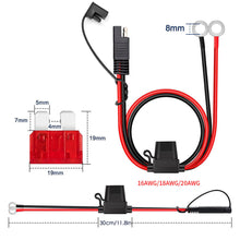 Load image into Gallery viewer, Motorcycle Quick Release SAE Cable With Fuse Terminal O Connector Battery Charger Extension Adapter Wire 16AWG Terminal

