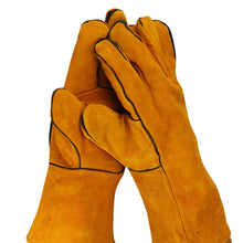 Load image into Gallery viewer, 1Pair Lengthened Wear Resistant Cow Leather Welder Gloves Anti-Heat Work Safety Gloves For Welding Metal Hand Tools
