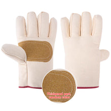 Load image into Gallery viewer, 1Pair Welding Gloves Double Canvas Leather Thickened Plus High Temperature Welder Welding Protective Gloves for Railway Driving
