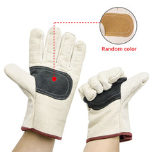 Load image into Gallery viewer, 1Pair Welding Gloves Double Canvas Leather Thickened Plus High Temperature Welder Welding Protective Gloves for Railway Driving
