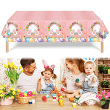 Load image into Gallery viewer, Easter Bunny Tablecloth Decorations 2024 Rabbit Egg Rabbit Printed Tableclot Rectangle Table Cover Happy Easter Party Decoration
