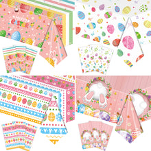 Load image into Gallery viewer, Easter Bunny Tablecloth Decorations 2024 Rabbit Egg Rabbit Printed Tableclot Rectangle Table Cover Happy Easter Party Decoration
